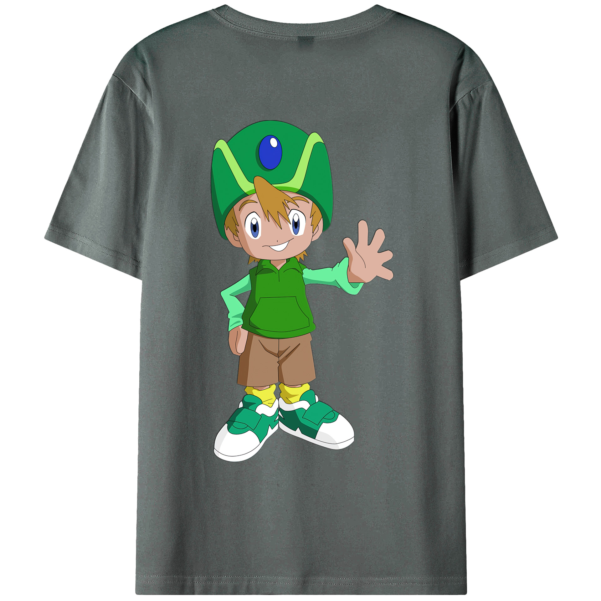 （画像用） Digimon デジタルモンスター/デジモン 綿100％ メンズ半袖Tシャツ（バックプリント） 通気性
